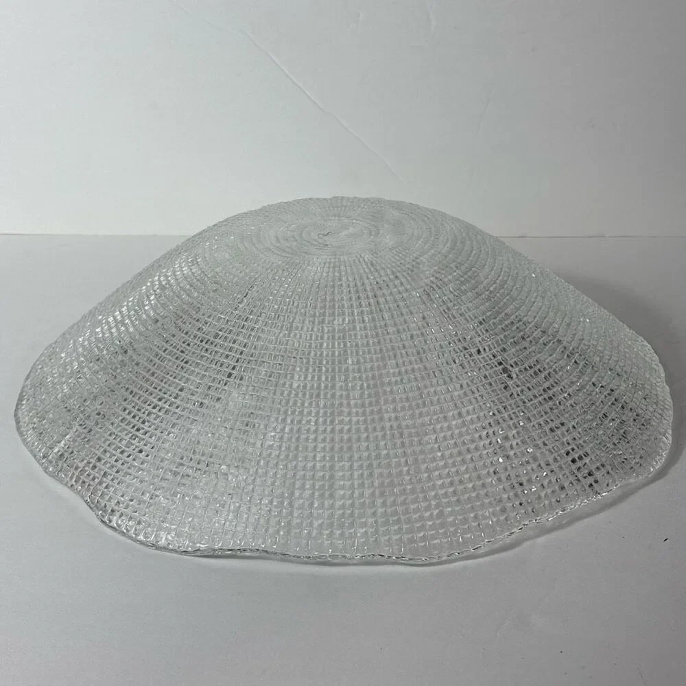 Clear Glass FRUIT BOWL - Textured Surface Light Reflecting - 13” Diameter -Decor
